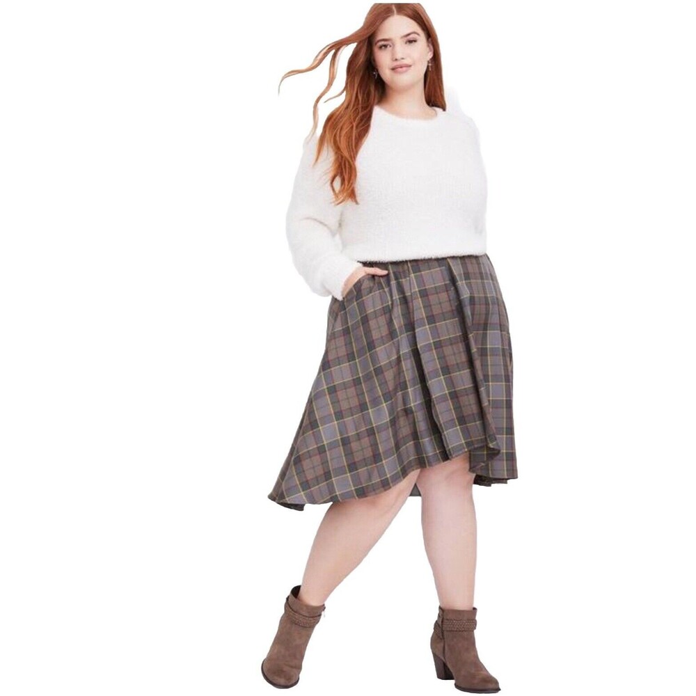 Torrid Outlander Fraser Tartan Plaid Skirt Womens Size 4X / 26 Green Plaid NEW